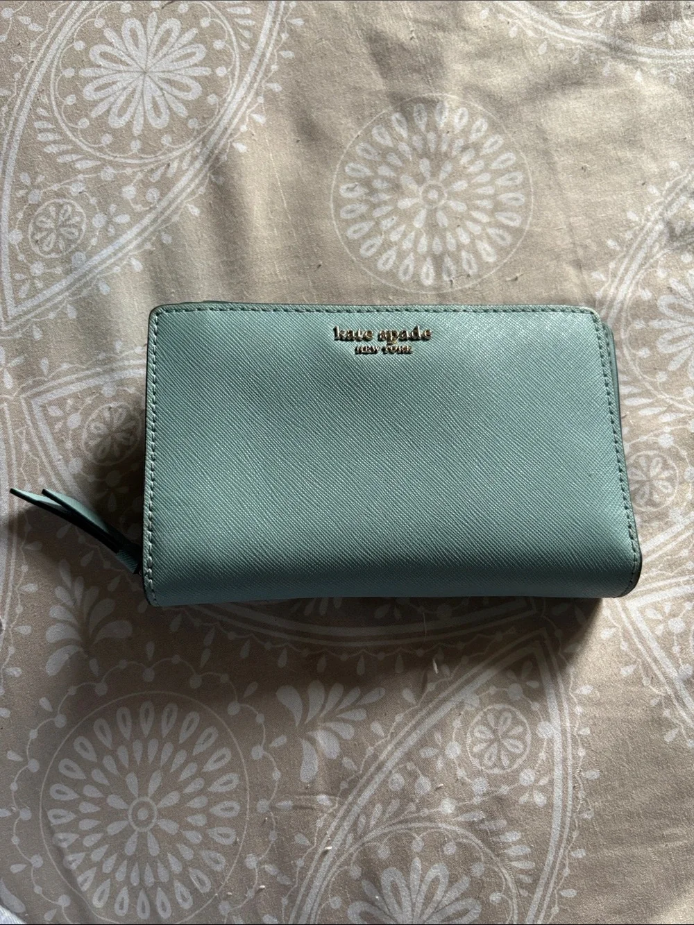 kate spade Mint Zip Wallet with Gold Logo